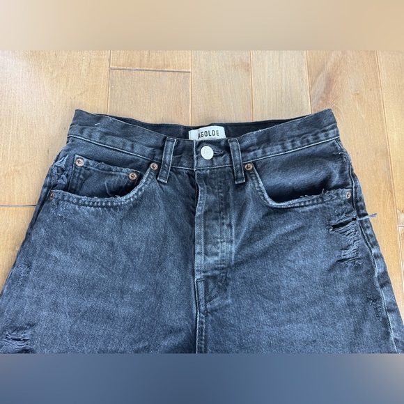 AGOLDE 90s DENIM SHORTS BLACK RAW HEM SIZE 24 - Picture 8 of 10